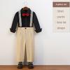 School Boys Suspender Trousers Formal Suit Shirt Bow Tie Kids Wedding Ring Bearer Piano Recital Birthday Photoshoot Gentleman Outfit for Boys 3-12Y