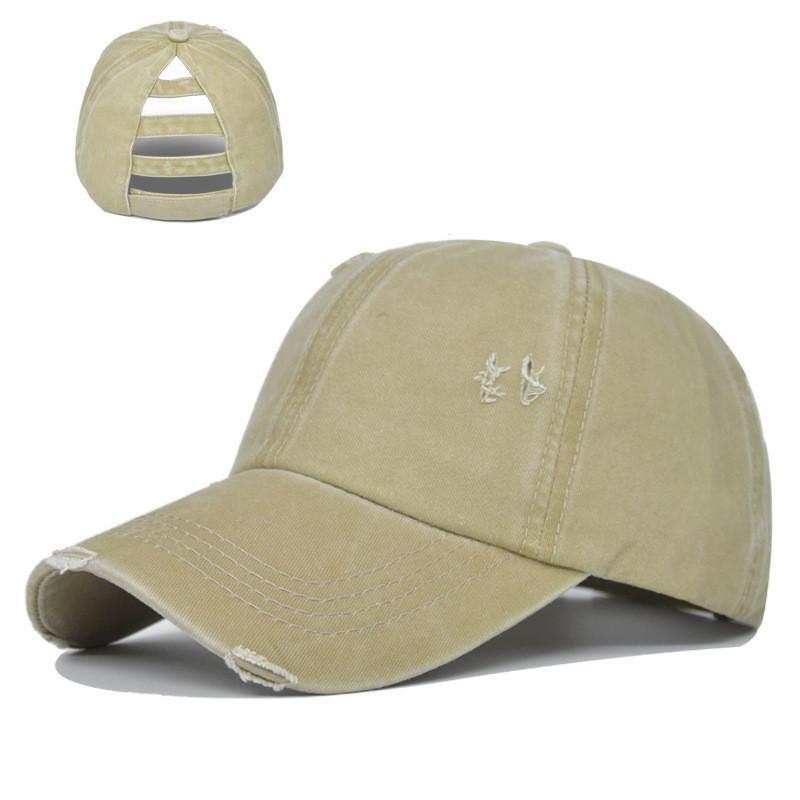 Tongue Cap Duck With Holes Ponytail Washed Baseball Cap Net Cap Cotton Material
