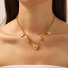 Gold Plated Chunky Rolo Chain Multi Heart Pendant Necklace