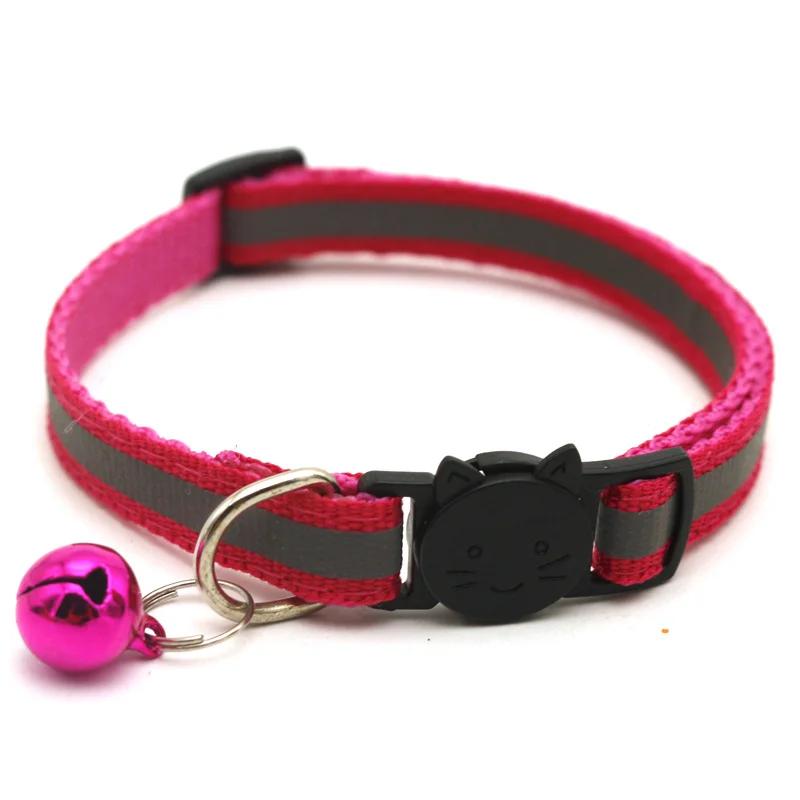 Safety Breakaway Cat Dog Collar Neck Strap Reflective Nylon Kitten Puppy Pet with Colorful Bell Puppy Pet Leash Accessories