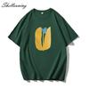 Shellsuning Summer Aesthetic Floral T Shirts Women Loose Short Sleeve Cotton Printed Tees Female Casual O Neck Vintage Base Tops