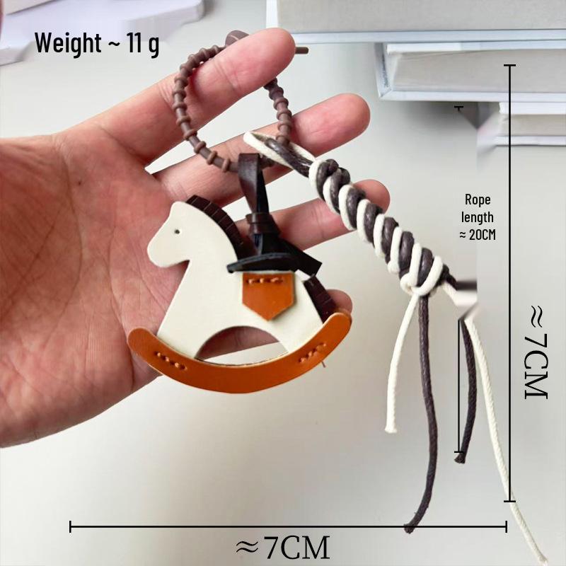 Elegant Small Horse Leather Bag and Car Pendant Accessory