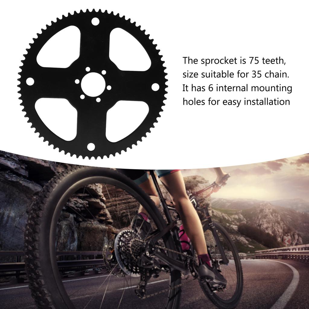 75 Tooth Bike Chain Sprocket Steel 35 Chain Rear Wheel for Bicycle Repair Maintenance
