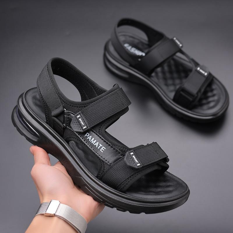 Casual sandals men's trendy summer new men's fashion heightening air cushion beach shoes Velcro sandals men's shoes