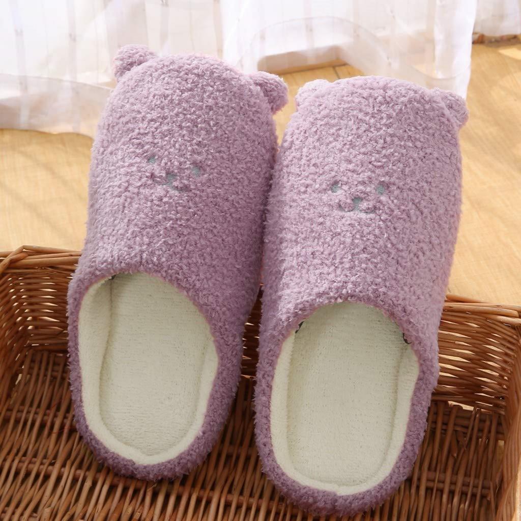 Women's Soft-soled Cute Bear Home Wooden Floor Non- And Quiet Slippers, Winter Warm Cotton Slippers