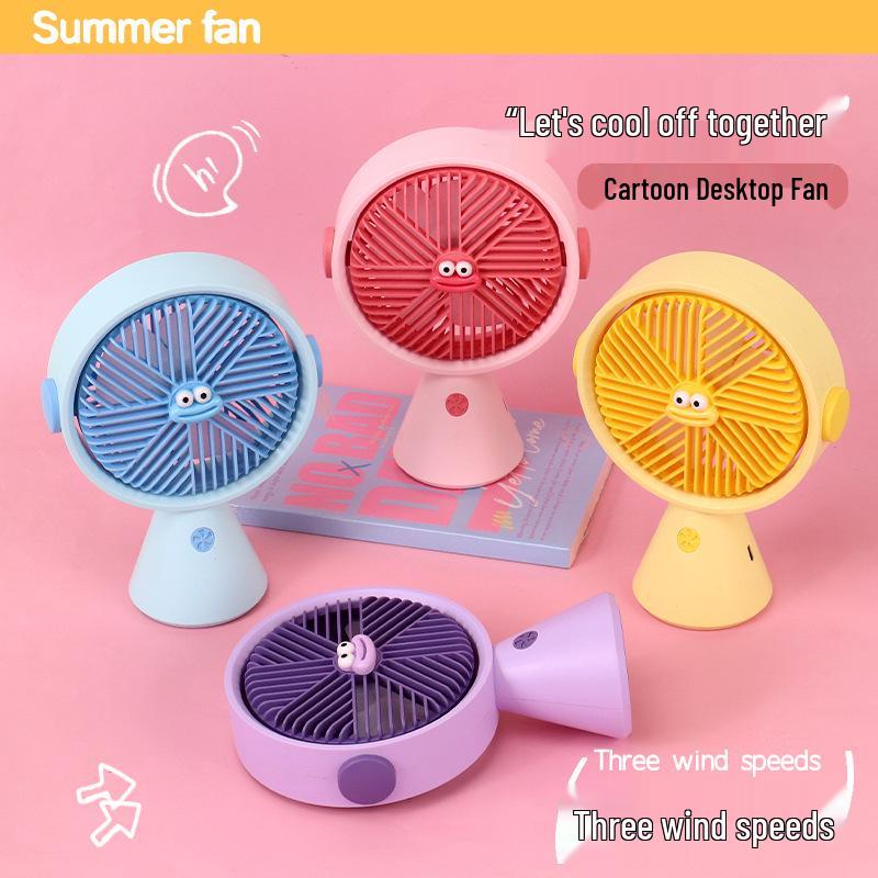Cartoon Handheld Mini USB Rechargeable Fan - Student Desktop/Office Desk Fan