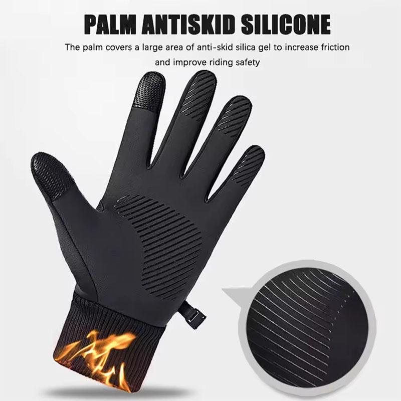 Winter Cycling Gloves Windproof Thicken Fleece Thermal Full Finger Ski Gloves Waterproof Touchscreen Motocycle Driving Gloves