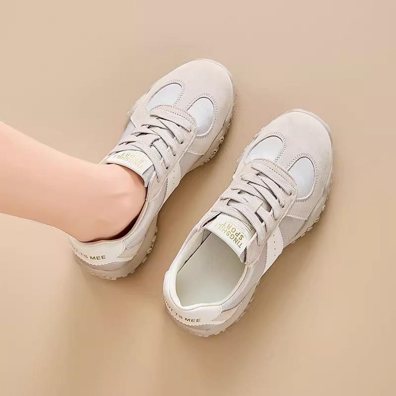 

Leather women s spring, summer and autumn new fashion thick-soled heightening casual breathable little white shoes 40 серый
