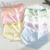 FINETOO 4Pcs/Set Women's Cotton Briefs Soft Breathable Underwear Set Mid Waist Solid Color Panties For Daily Wear High Elastic Underwear