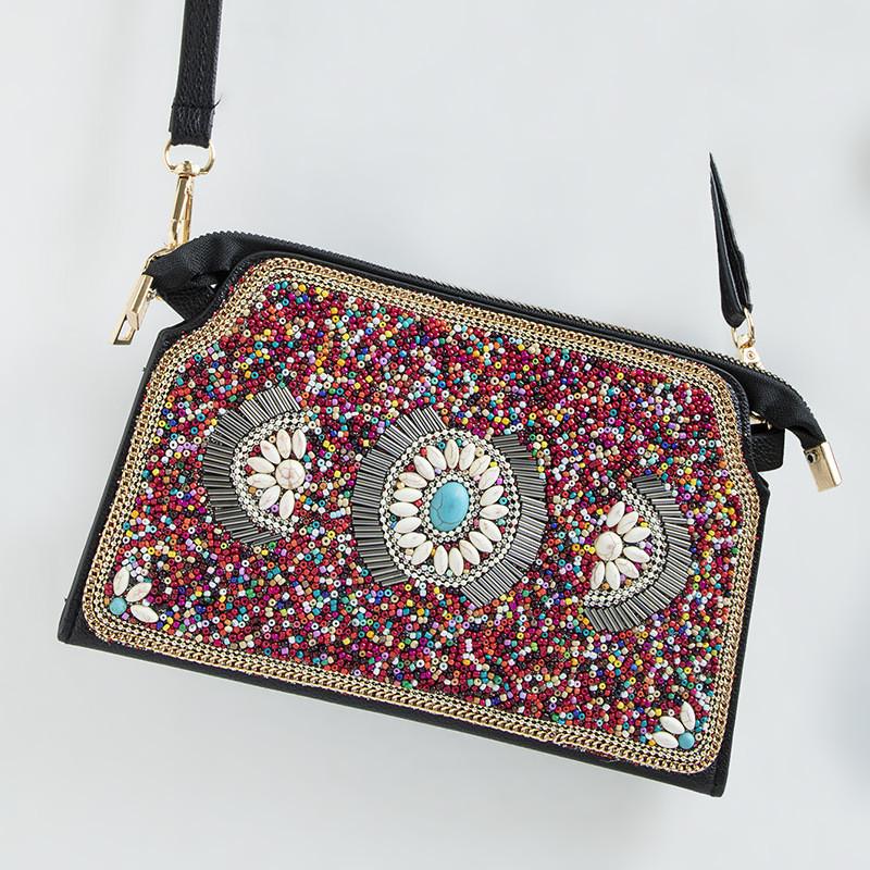 Bohemian Shell Shape Purse With Flower Embellishments For Daily Wear