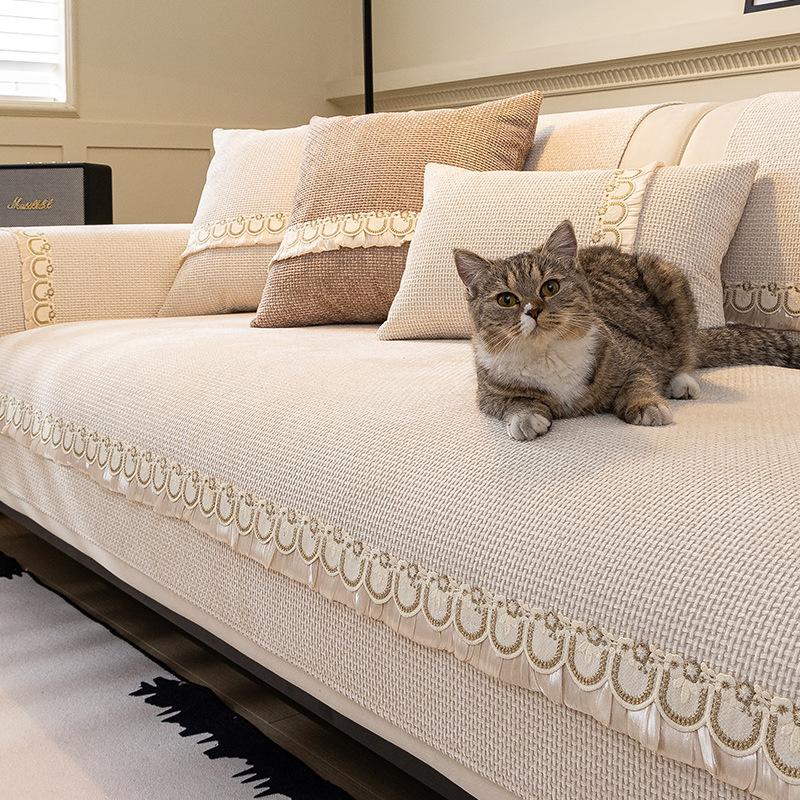 Light Luxury French Cream Wind Sofa Cushion, All-Season Non-Slip Seat Cushion  New High-End Feeling Cover Cloth Towel