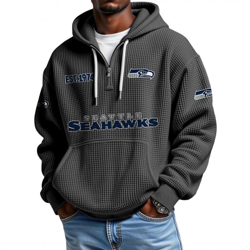 Mens Zip-Up Hoodie NFL Collection Streetwear Loose Fit Casual Sweatshirt Fall