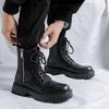 High Top Motorcycle Boots for Men Luxury Fashion Genuine Leather Shoes Party Nightclub Dress Cowboy Platform Boot Long Botas Man