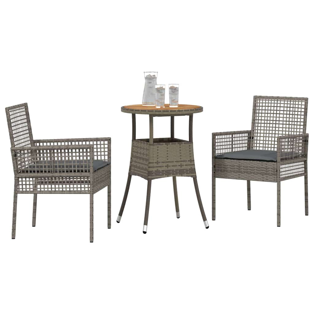 Garden Dining Set 3 pcs Grey Poly Rattan