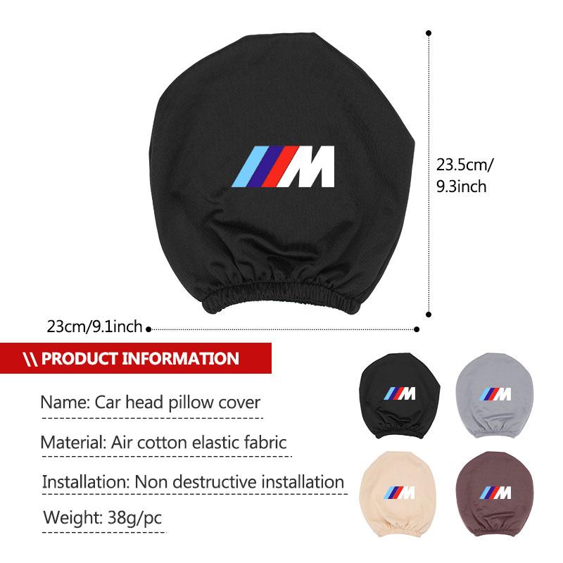 WCHT7 For BMW Car Logo Seat Headrest Pillow Case Neck Support Pad Anti-Dust Cover Accessories E30 E34 E36 E39 E46 E52 E53 E60 E61 E62