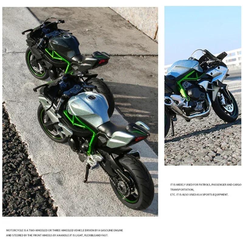 1:12 KAWASAKI H2R Alloy Racing Motorcycle Simulation Metal Street Race Motorcycle Model Sound And Light Collection Kids Toy Gift