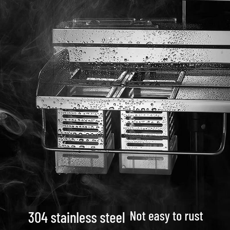 No-Drill Wall-Mounted Kitchen Shelf with Knife Holder and Chopstick Caddy