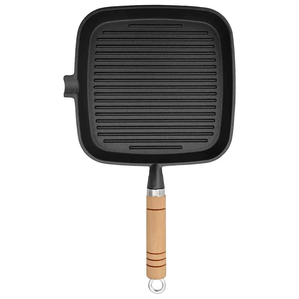 vidaXL Grillpfanne mit Holzgriff Gusseisen 20 x 20 cm