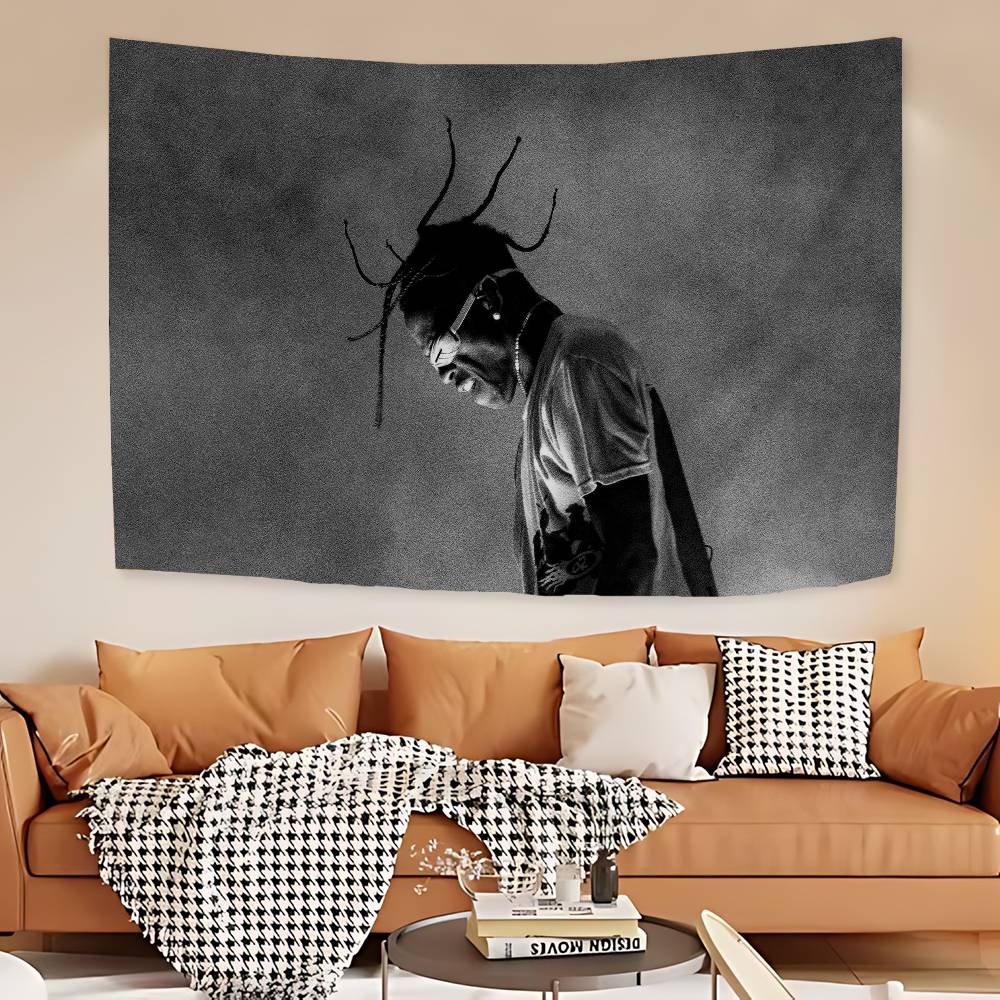 Hot Rapper TTravis SScottS Printed Large Wall Tapestry Art Science Fiction Room Home Decor Decor Blanket