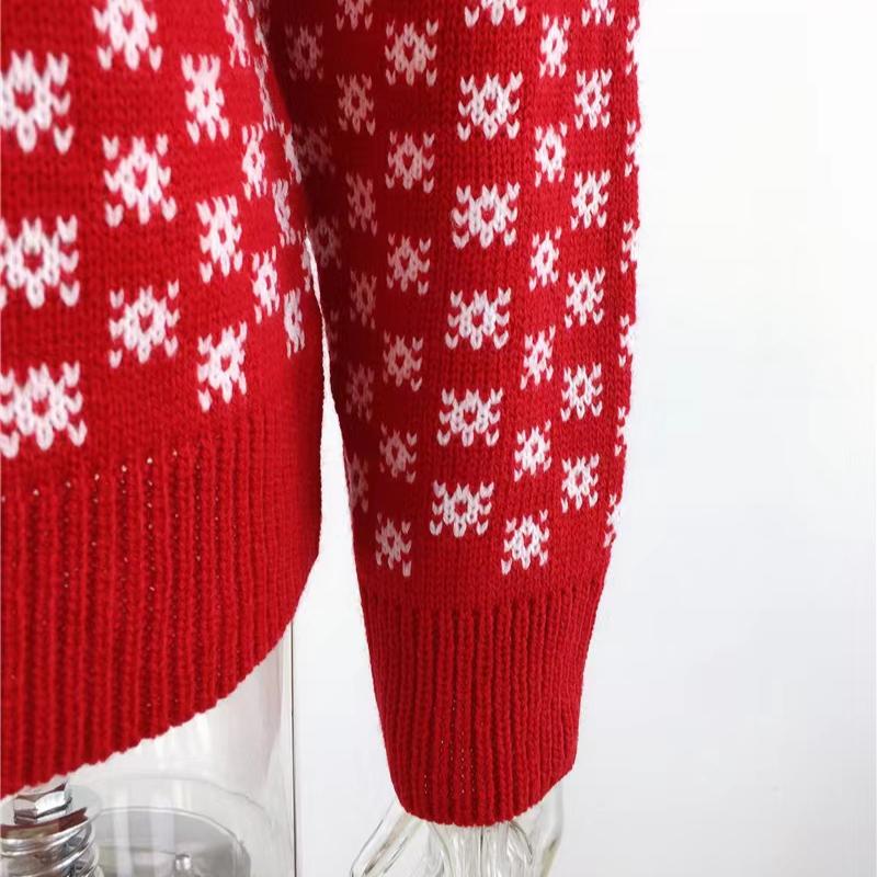 IHUASU Women's Snowflake Knit Loose Christmas Long Sleeve Pullover O-Neck Knitted Sweater