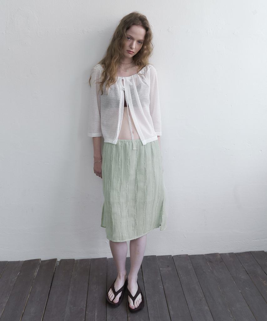 Morceau Par Morceau Lace Strap Knit Cardigan [White]