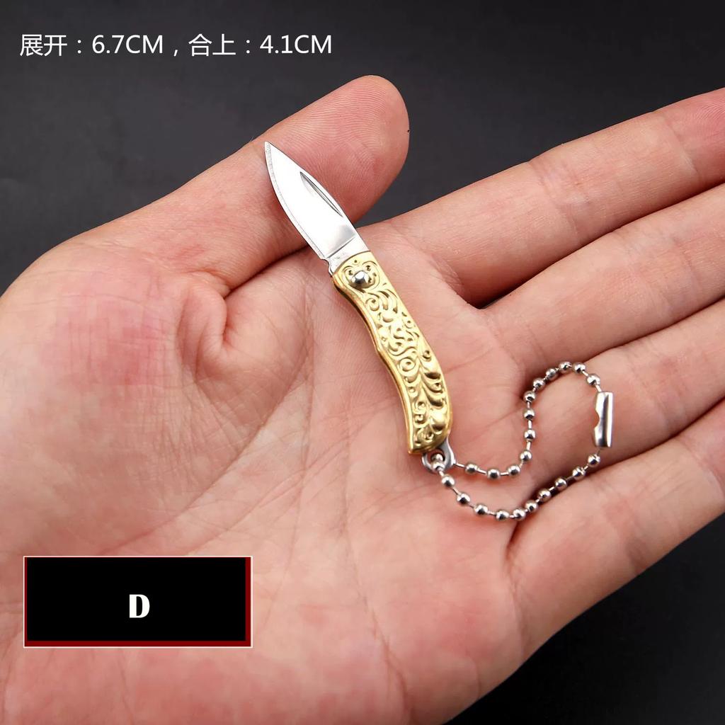 7.2cm Shell Brass Steel Folding Knife Pocket Keychain Portable Resin Steel Knives Survival EDC Tool Cutter Peeler Hunting Gift
