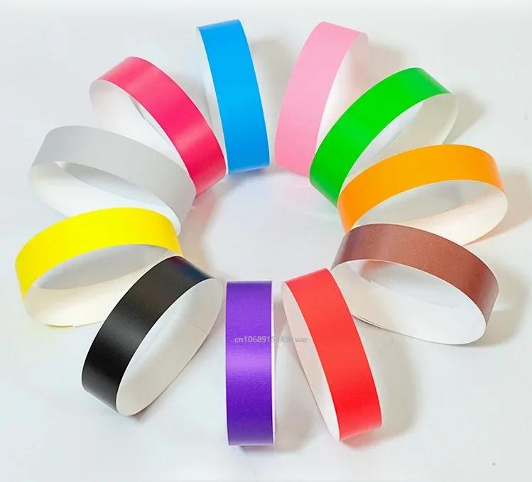 100pcs Party Paper Bracelet Synthetic Paper Plastic Wristbands Sticky Wristband Print VIP Pattern Paper Card Party Wristbands