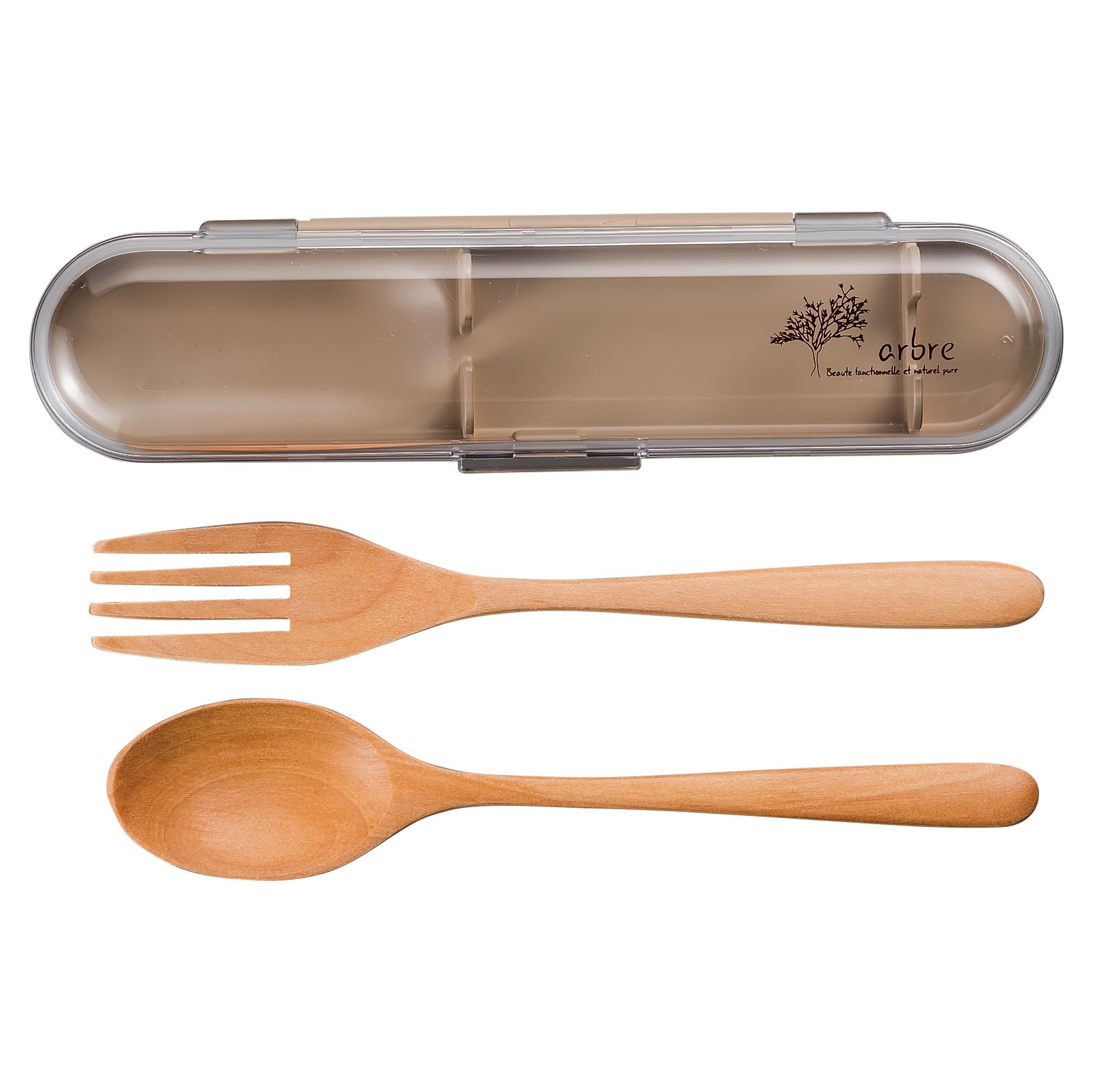 

Masakazu ARBRE Wooden Cutlery W4 x D17 x cm Product 27276 Set, Clear, Size Case Approx. H2.6 / Cutlery Approx. 15.5 cm, Code