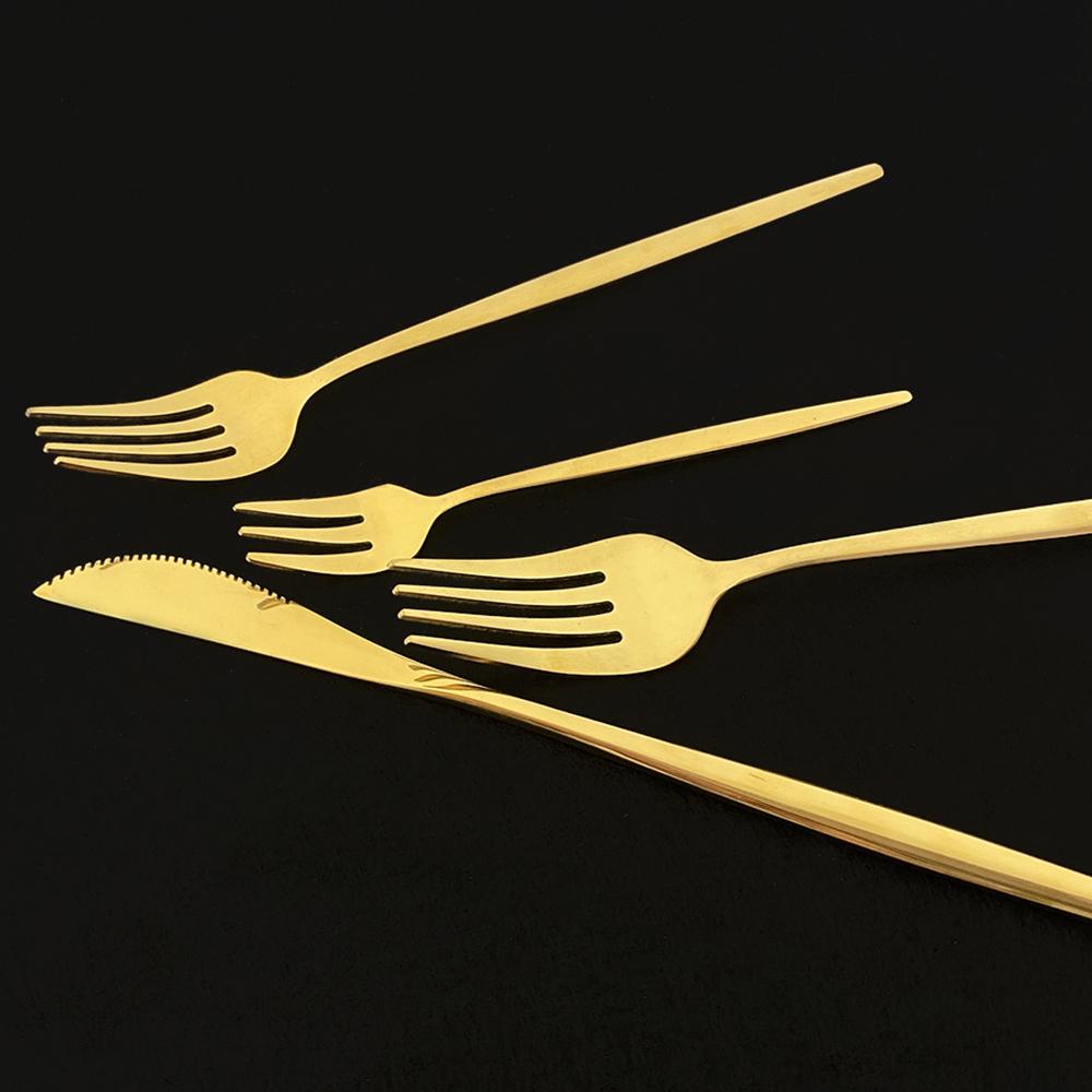 Gold Western Geschirr Geschirr Dessert Messer Gabel Kaffee Löffel Teelöffel Stahl Besteck Set Edelstahl Hause Abendessen Set
