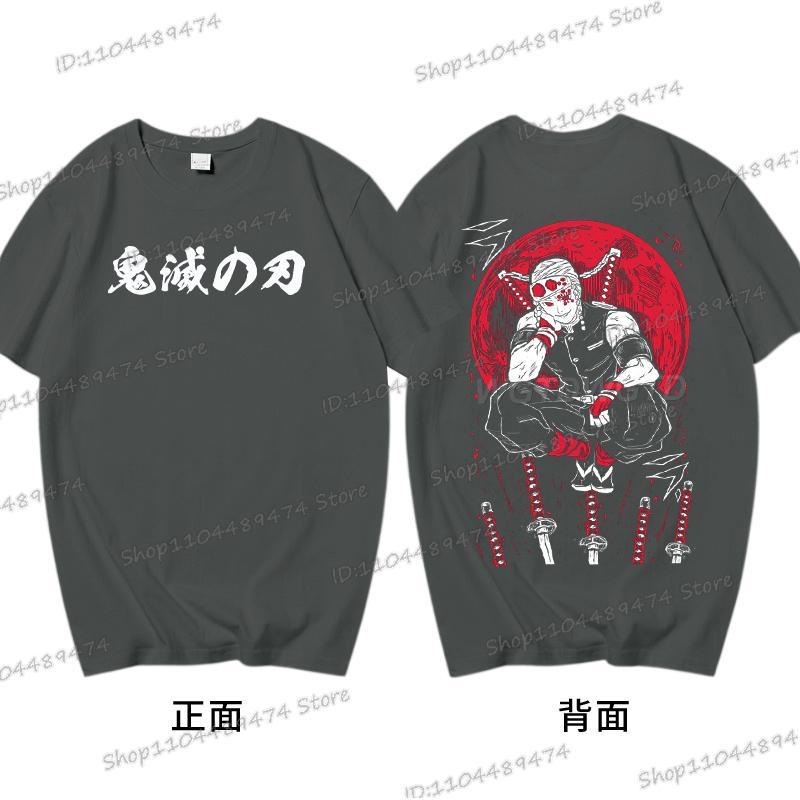 Men's Kimetsu No Yaiba Anime Clothing Uzui Tengen 2025 New Graphics T Shirt Loose Daily Round Neck Cotton Unisex Tops Tees