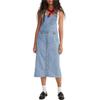 Levis Solid Color Square Neck Sleeveless Dress Women Dresses Blue A7575-0000