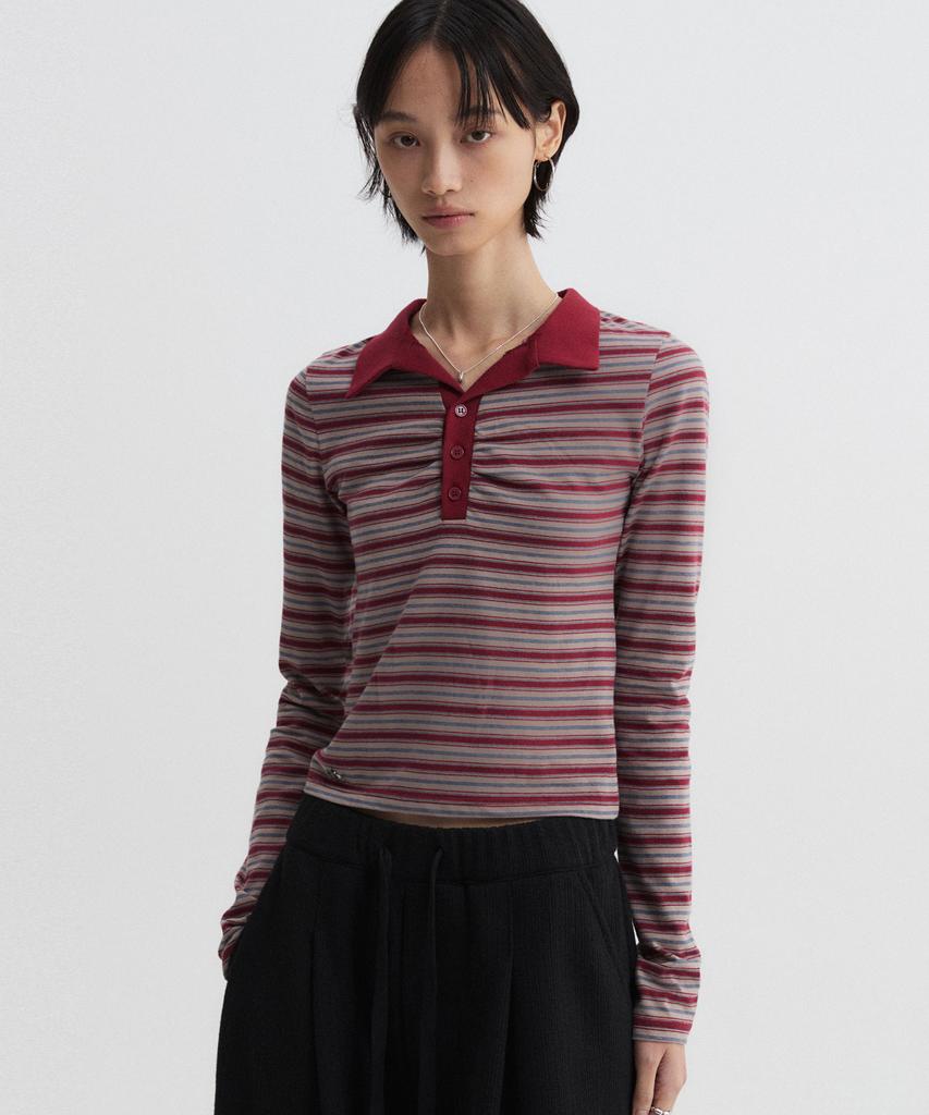 Diaeneseualumeon Striped Polo Shirt Burgundy
