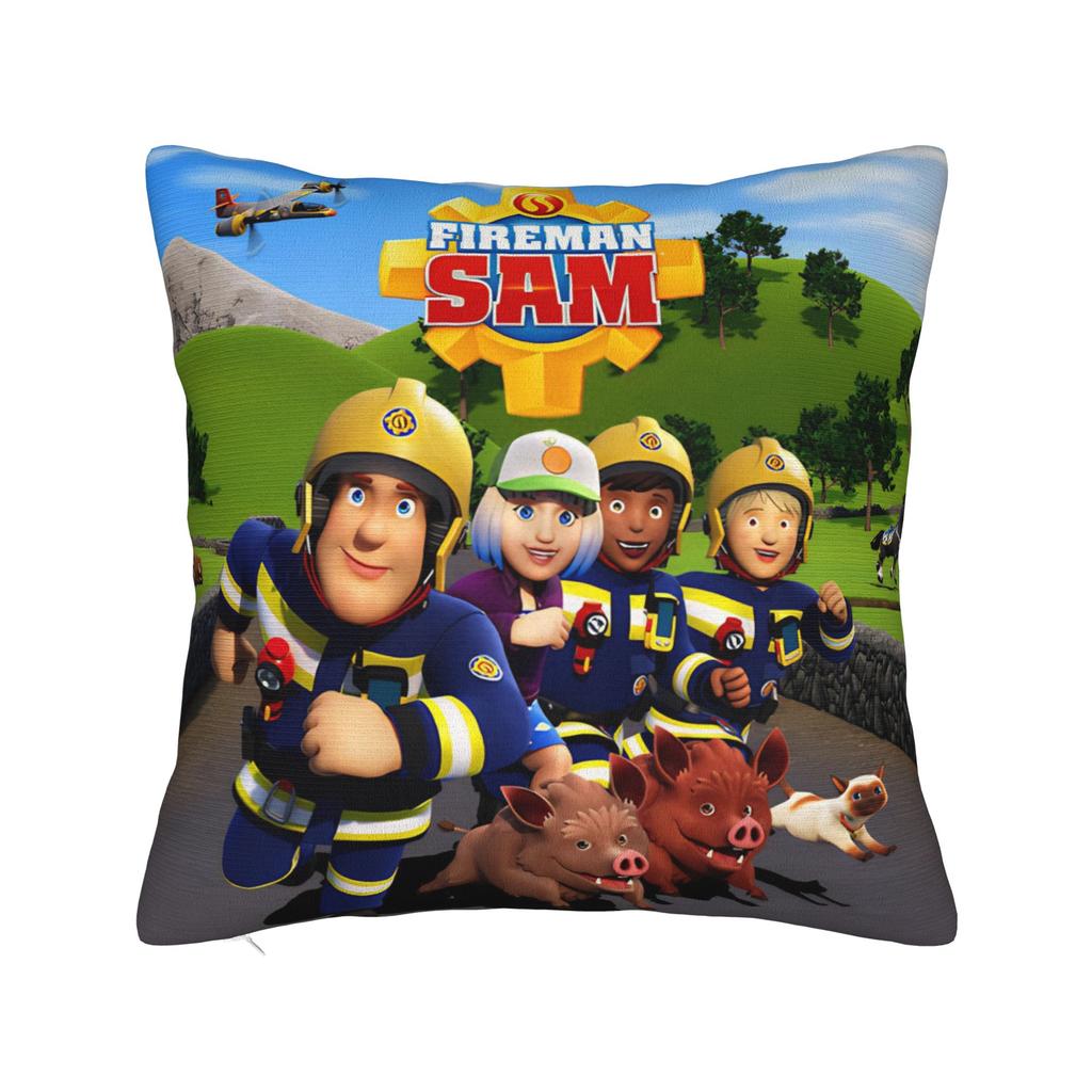 Fireman Sam Square Pillow Case Firefighters Cartoon Cushion Covers Awesome Zippered Decorative Pillowcase for Sofa 40*40cm