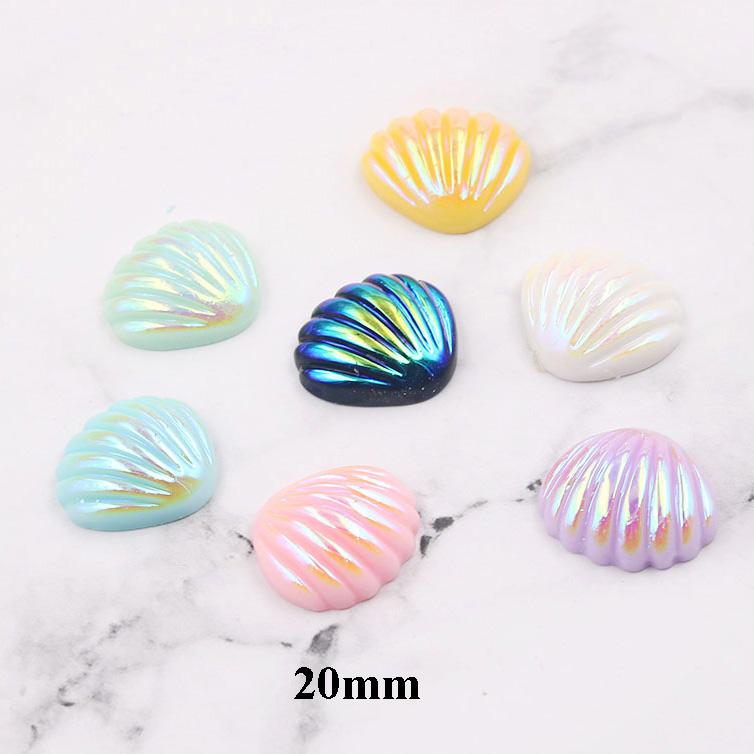 100pcs/bag Hot Sale New ab Electroplated Fake Sea Shell Resin Cabochon Flatbacks for Hair Ornament