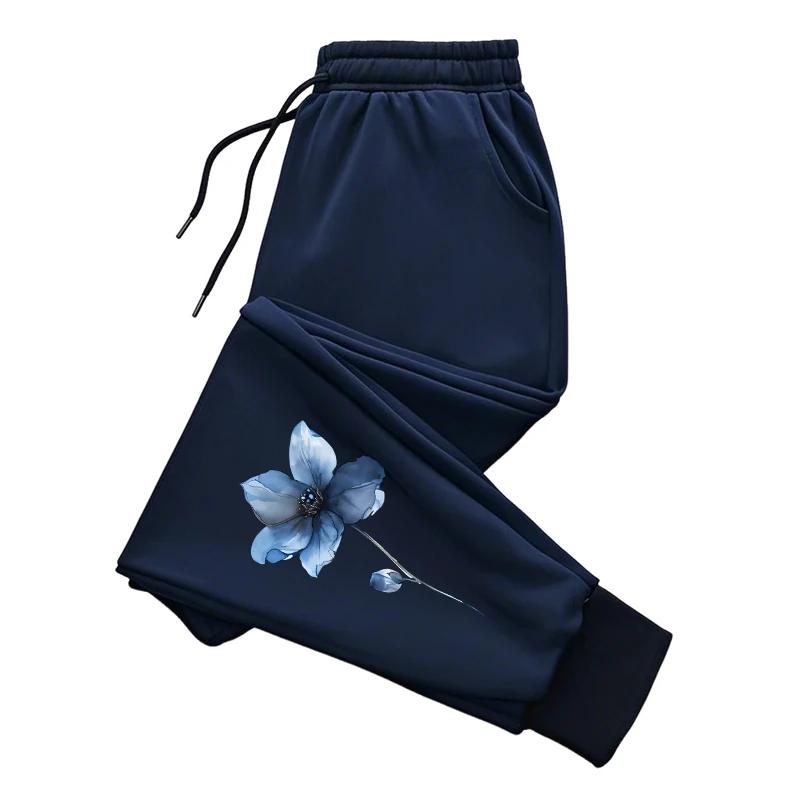 Women's Flower Print Sweatpants All Season Daily Casual Sport Jogger Pants Female Outdoor Comfort Breathable Loose Trousers