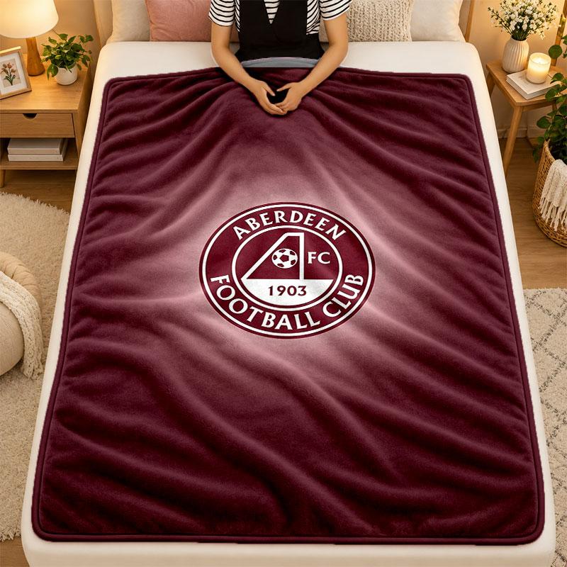 Flannel BlanketAberdeen FC Warm Soft Throw Blanket for Indoor Sofa Bed Living Room Use