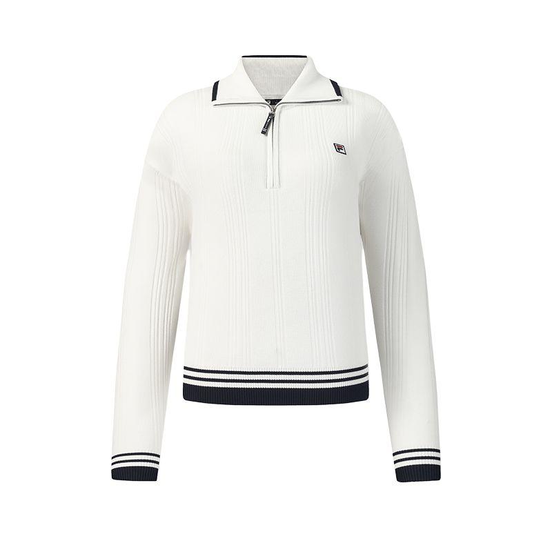 Fila Τένις Μόδα Κλασικό Μινιμαλιστικό Αθλητικό Χαλαρό Στυλ Τένις Χαλαρό Μισό Φερμουάρ Ευέλικτο Πλεκτό Μακρυμάνικο Πουλόβερ Γυναικείο πουλόβερ A11W613402FWT