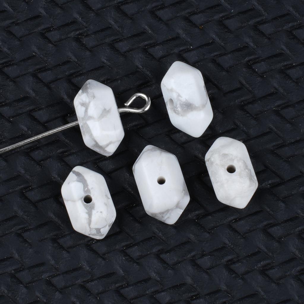 Pack of 5 Mini 12*6mm Center Hole Hex Prism Gemstone Beads Healing Crystal Double Point Spacer Beads For Handmade Craft Supplies