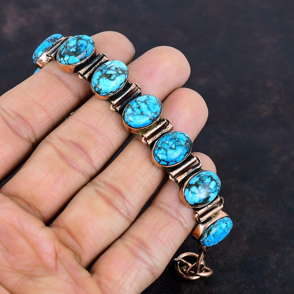 Tibetan turquoise bracelet copper bracelet handmade jewelry adjustable chain gemstone bracelet very pretty copper jewelry anniversary gifts