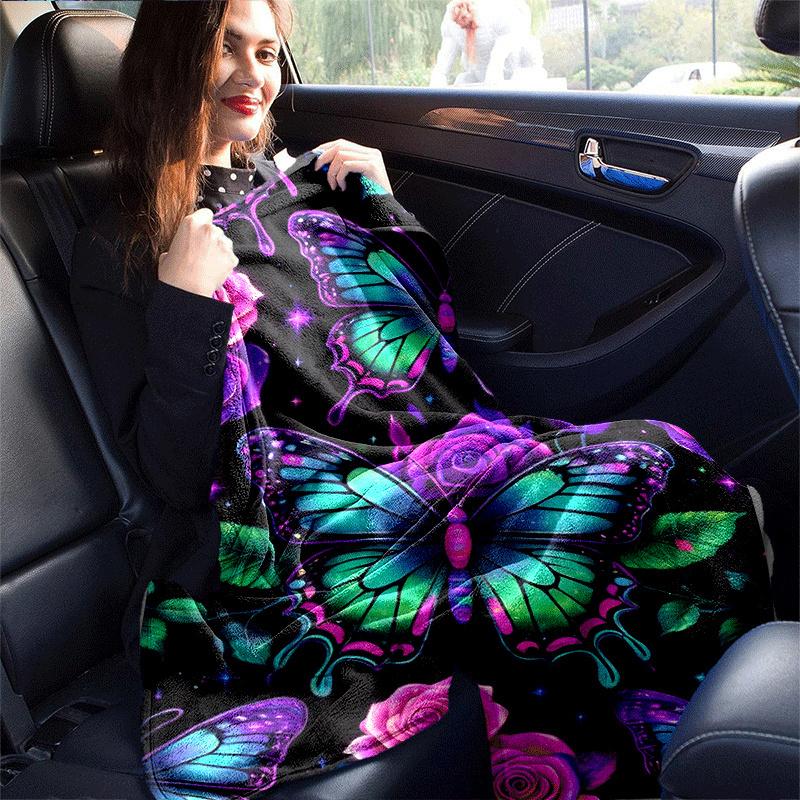 1pc Butterfly Printing Lightweight Flannel Blanket, Comfortable and Warm Blanket,  Sofa Bed and Couch Office, Suitable for Gift Blankets