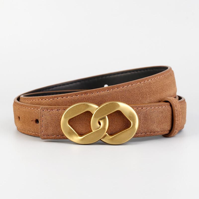 Genuine Twolayer Leather Belt For Women With Pin Buckle And Versatile Fashion Accessory