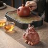 1PCS Creativity Purple Clay Tea Pet Handmade Hippo Statue Ornaments Desktop Crafts Chinese Tea Set Decoration Accessories