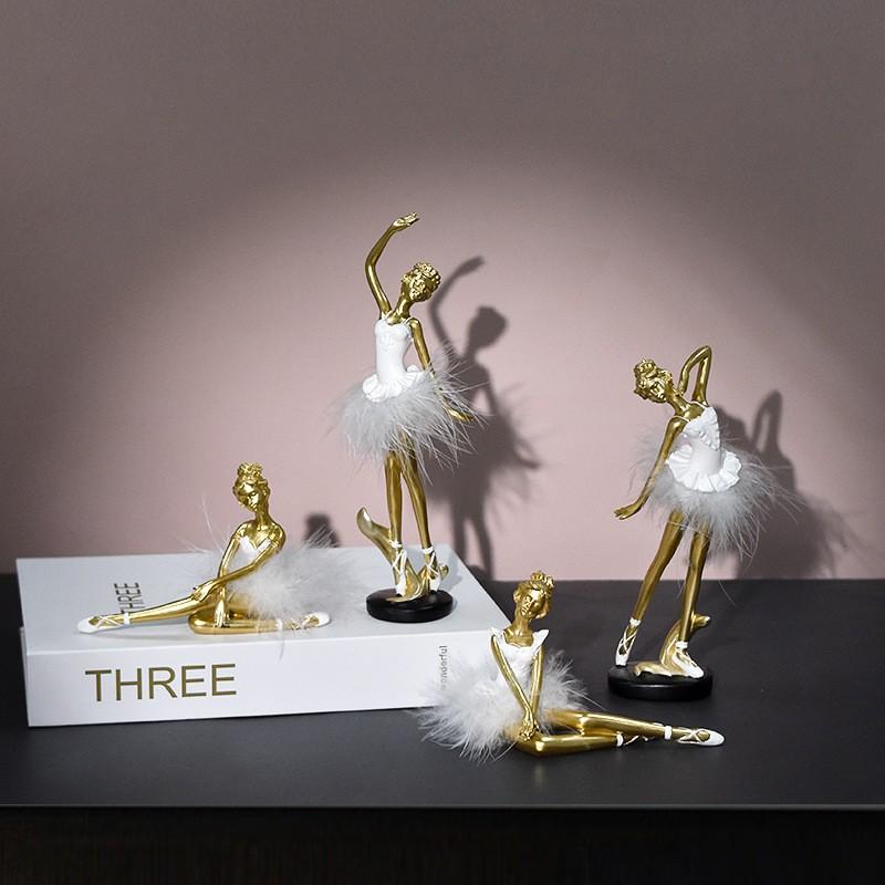 Resin Ballet Dancer Figurine Decorative Ornament Home Living Room Bedroom Gift