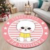 Cartoon Pet Dog Round Carpet Pink Street Style with Star Pattern Striped Decor Soft Easy Clean Rug for Kids Bedroom Play Area