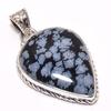 Natural Snowflake Obsidian Gemstone 925 Solid Sterling Silver Pendant 1.46" V1G68