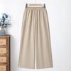 Women's High-Waisted Wide-Leg Pants - Spring/Summer, Middle-Aged, Plus Size, Elegant Drape Style
