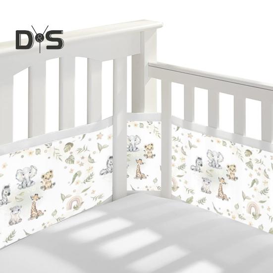 Breathable Mesh Crib Liner with Double-Sided Straps Baby Crib Safety Mesh Barrier Easy Installation Limb Protection Crib Bumper