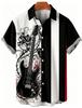 Gothic Cross Floral Print Short Sleeve Shirt, Trendy Casual Button-Up Top