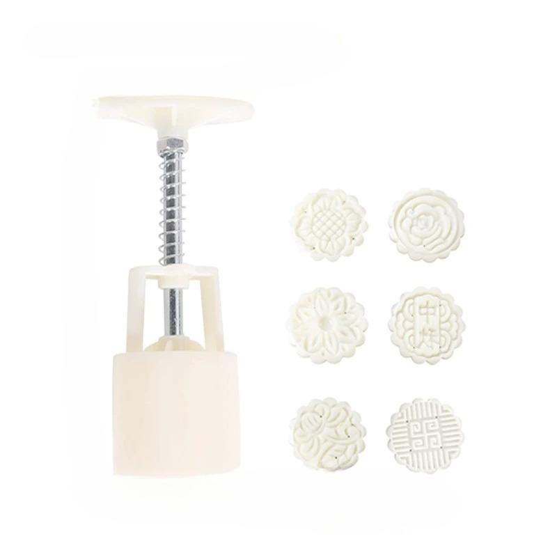 Plastic Mooncake Mold 7Pcs Set Hand Press Flower Shaped Cookie Cutter 11g DIY Baking Tool for Fondant Cookie Cake