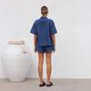2025 Retro Lässiges Denim Kurzarmhemd & Shorts Set - Damen Frühling/Sommer